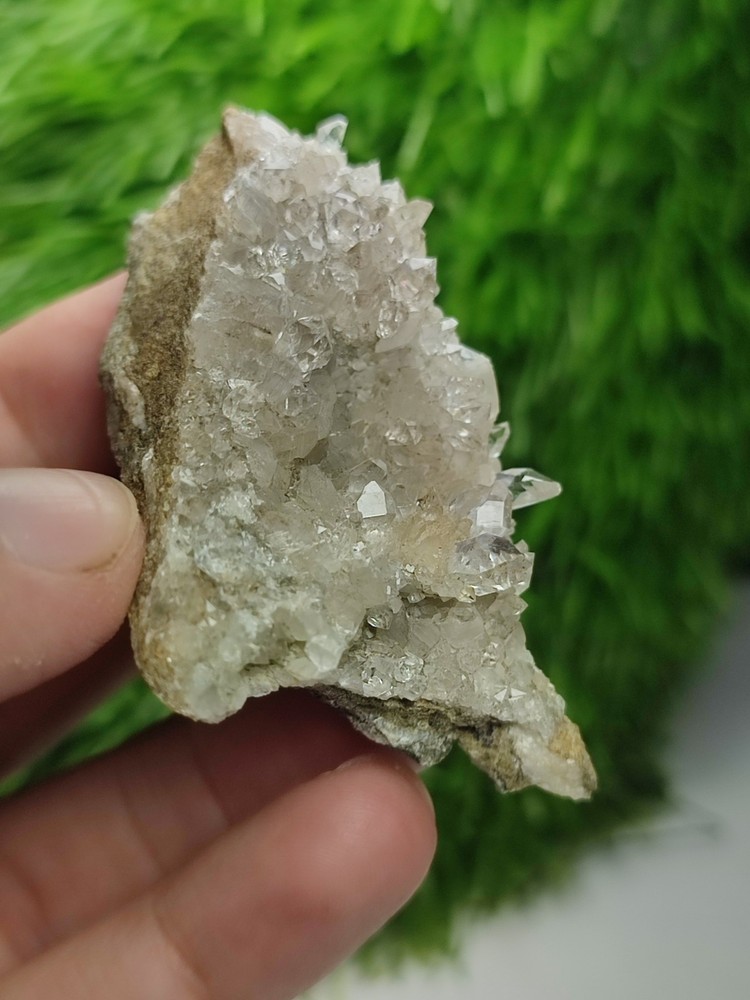 Diamond Quartz Crystals On Matrix, Having Good Luster & Nice Growth.