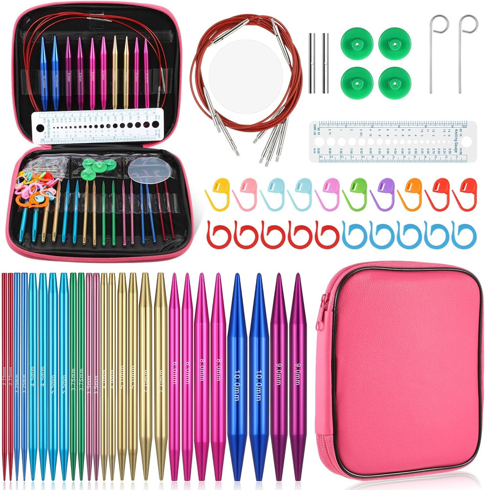 60 Pcs 2.75Mm-10Mm Interchangeable Circular Knitting Needles Set with Storage Ca