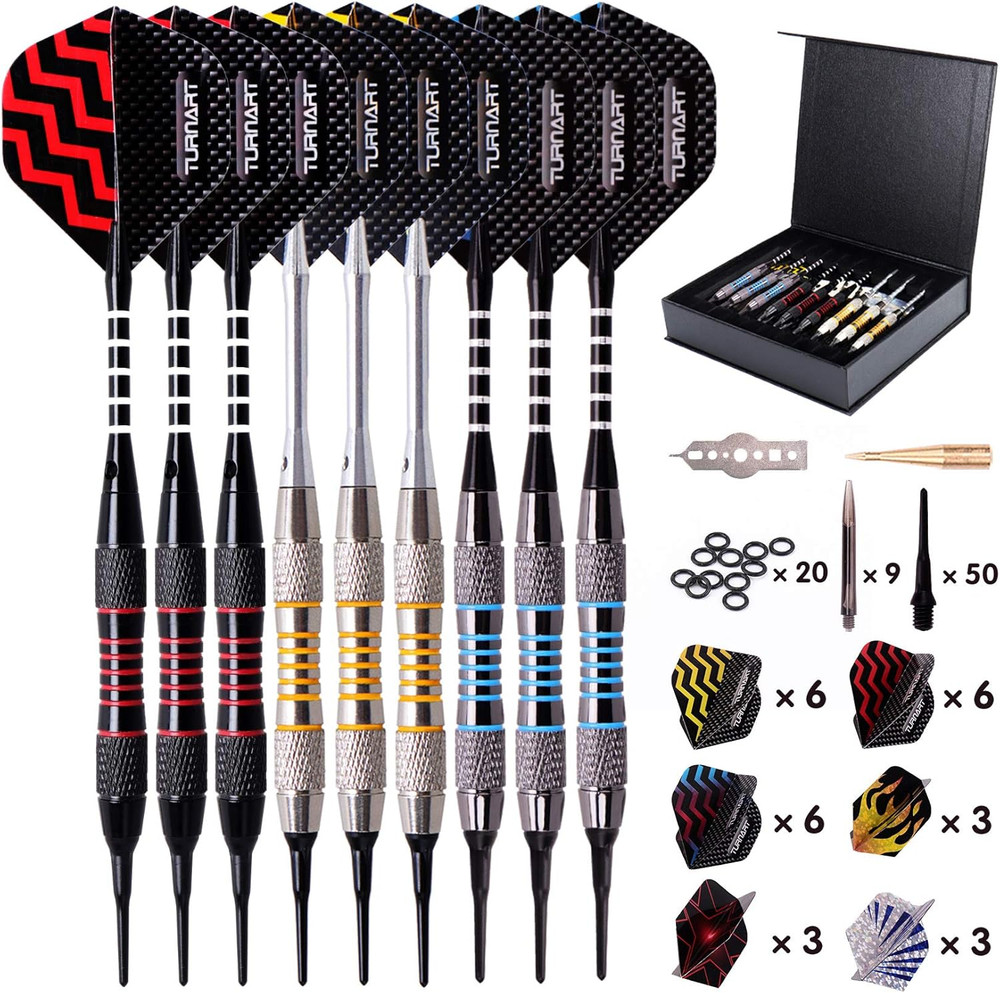 Darts Plastic Tip - Professional Soft Tip Darts Set for Electronic Dartboard 9 P