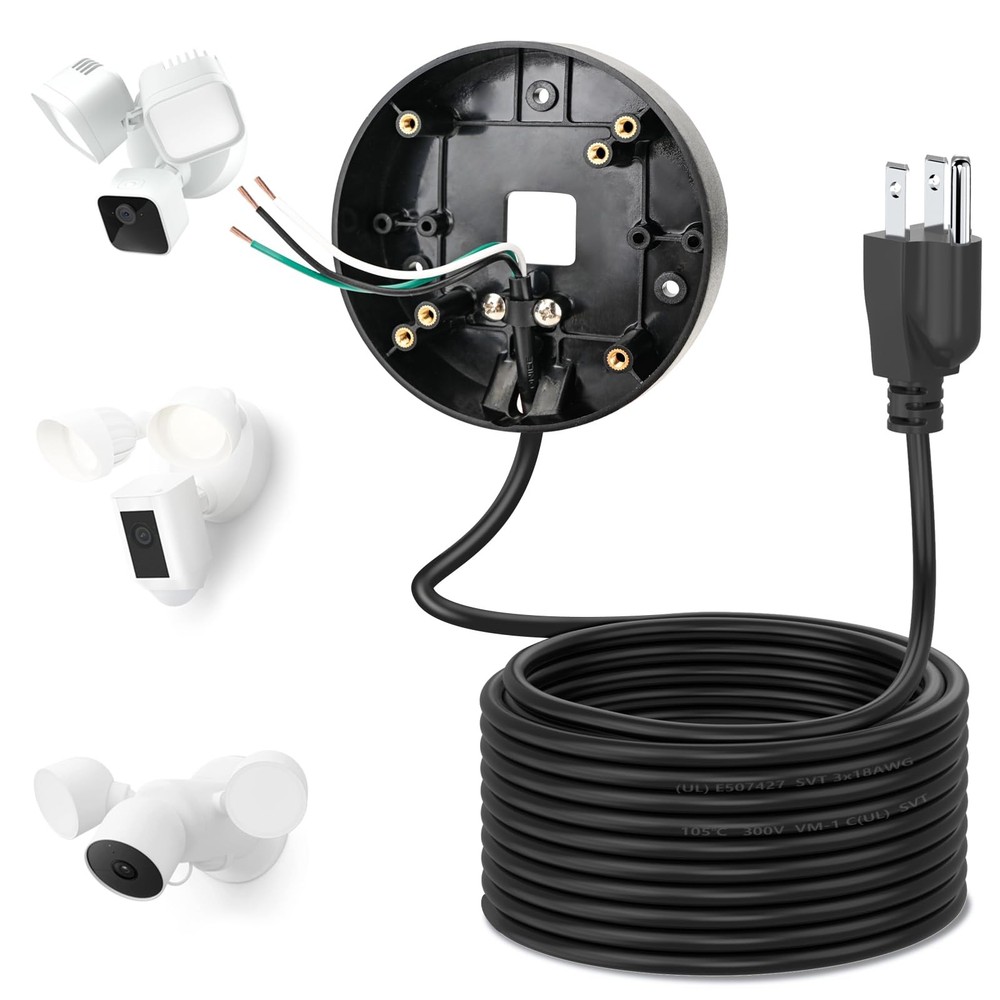 Power Cable and Plug-in Mount for Floodlight Cams Compatible with Floodlight ...
