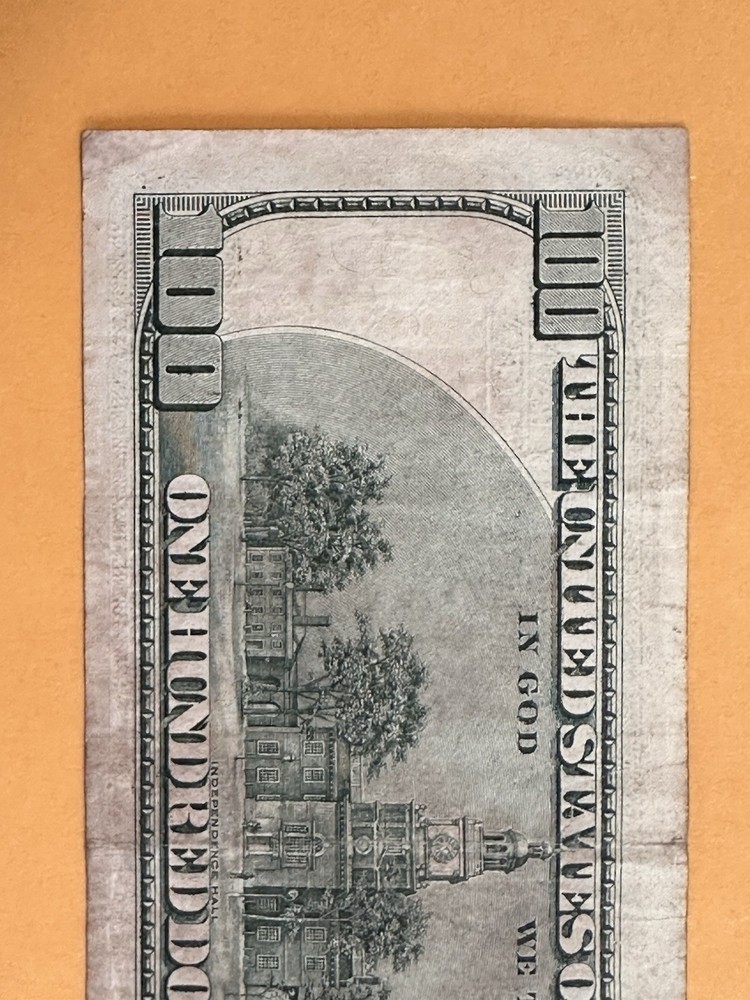 1996 $100 Dollar Bill Cut Error And Ink Error