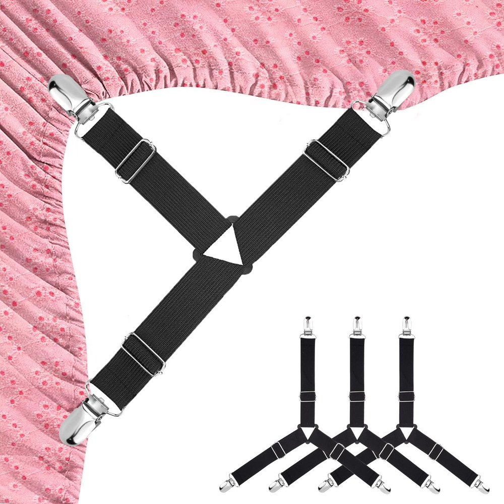 BEADNOVA Bed Sheet Straps 4 Pcs Triangle Bed Sheet Holders Fitted Sheet Clips Ad