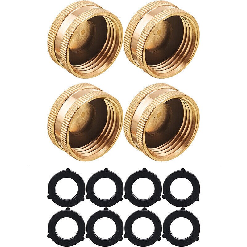 NEW Garden Hose End Caps with Washers Brass Fix Leaky Spigot Cap Set 3/4" Female