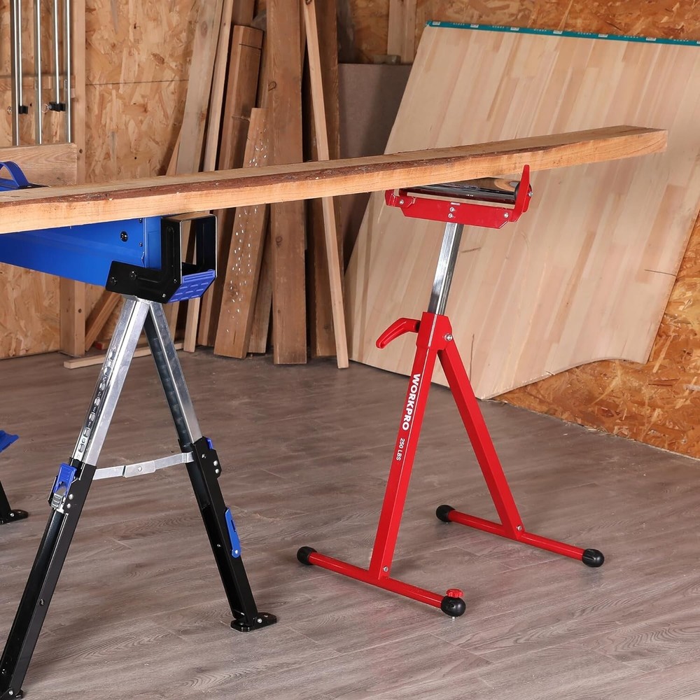 WORKPRO Folding Roller Stand Height Adjustable Heavy Duty 250LB Load Capacity US