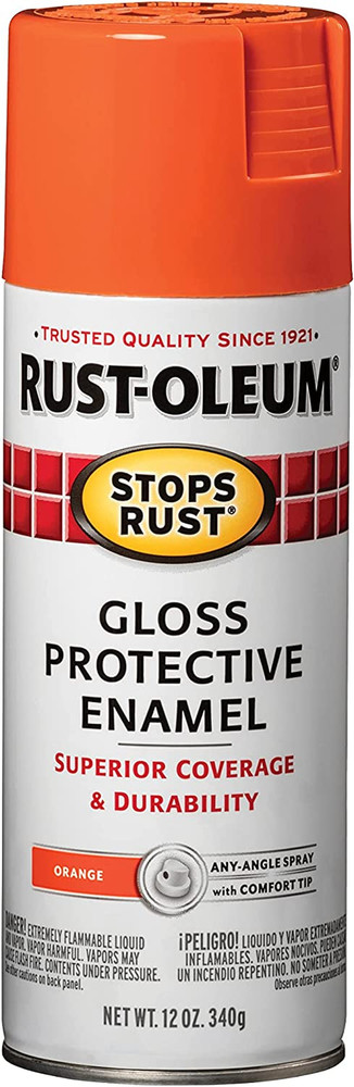 214084 Stops Rust Spray Paint, 12 Oz, Gloss Orange