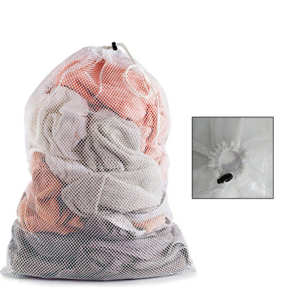 Large Size Laundry Mesh Bag Solid Color Drawstring Laundry Bag Anti-Snagging Ant