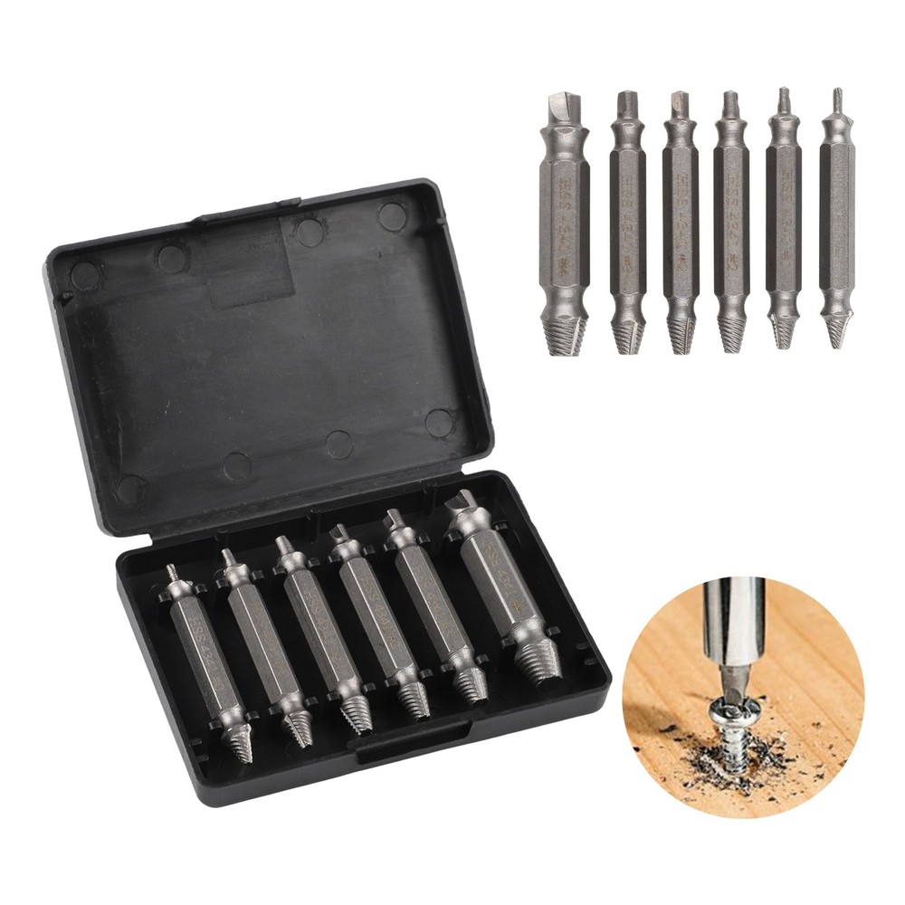 Damaged Screw Extractor Speed Out Drill Bits 6 PCS Tools Set Broken Bolt Remover