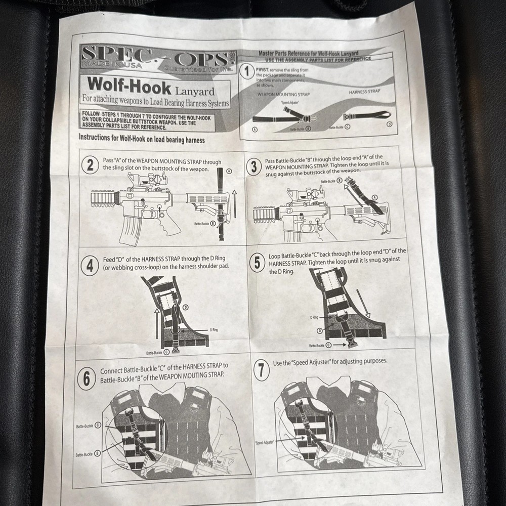 Spec Ops M4 Combat Weapon Sling Wolf-Hook Army Green