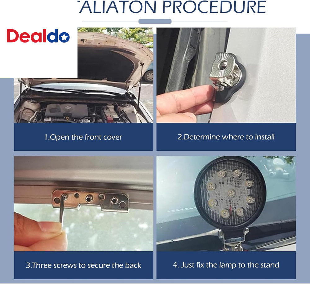 2 PCS LED Light Bar Mounting Brackets, Wide-Angle Adjustable Pillar Hood Work La