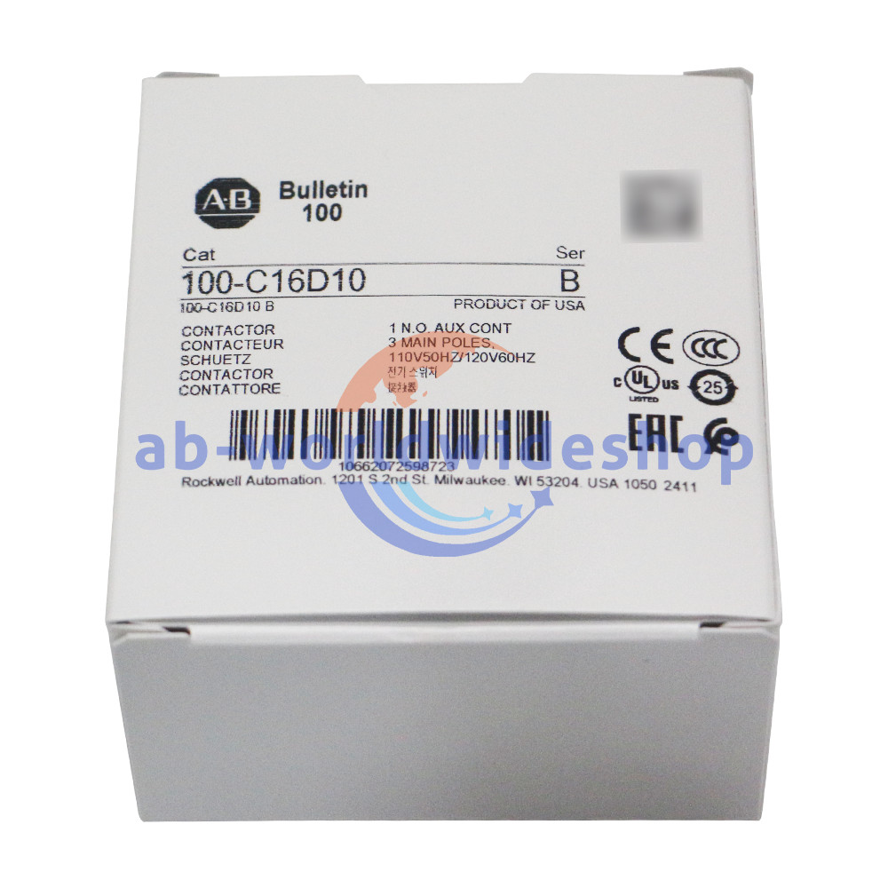 New Allen-Bradley 100-C16D10 100-C IEC Contactor, Screw Terminals Line Side 16A
