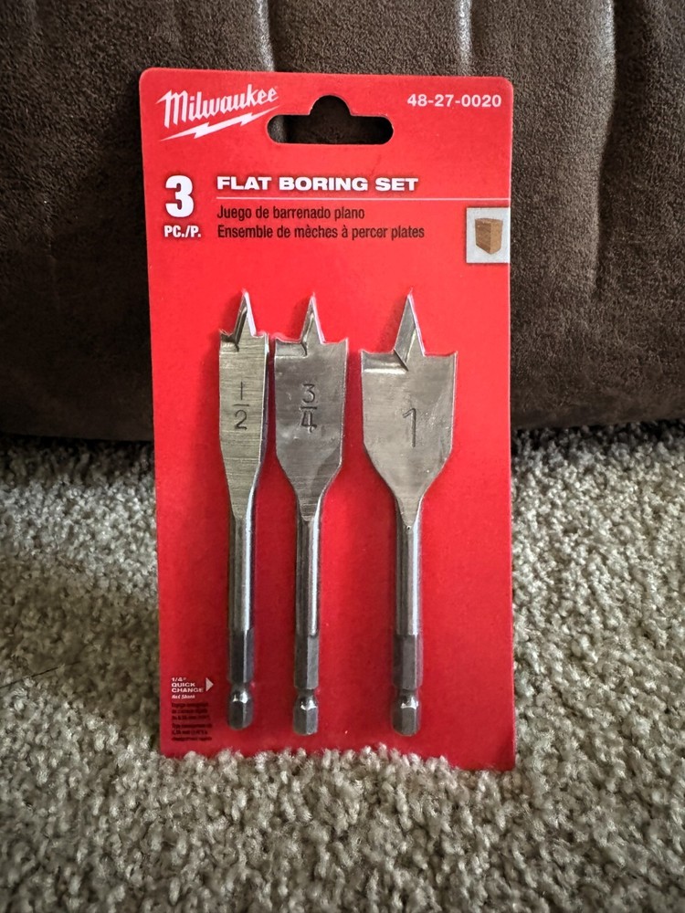 Milwaukee 48-27-0020 3PC Stubby Flat Boring Set