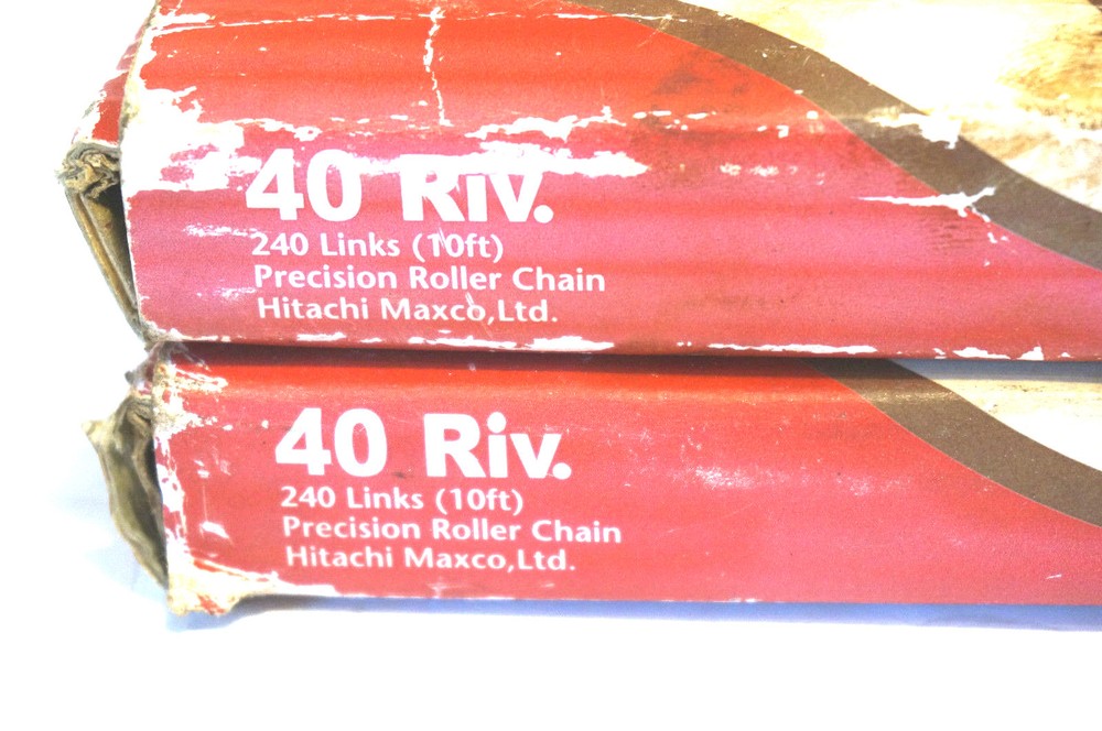 2 NEW HITACHI 40 RIV PRECISION ROLLER CHAINS 240 LINKS 10FT PER BOX