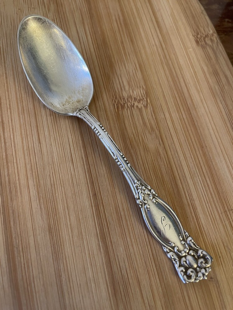 Wm A Rogers Oneida Silverplate Scroll WARWICK Monogram S Teaspoon 5.75”