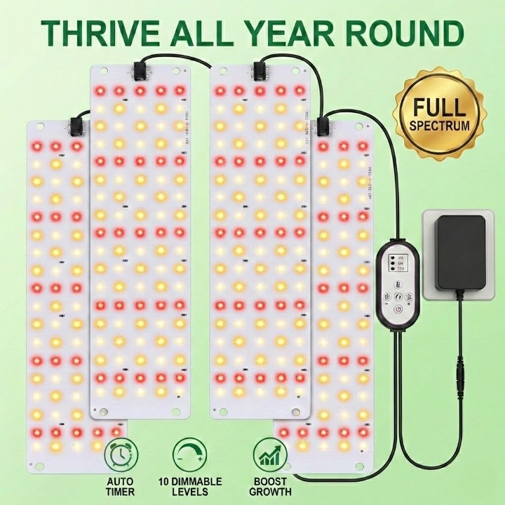 4Pk LED Grow Light Full Spectrum Indoor Plant Lamp Timer Dimmable Seed Starting