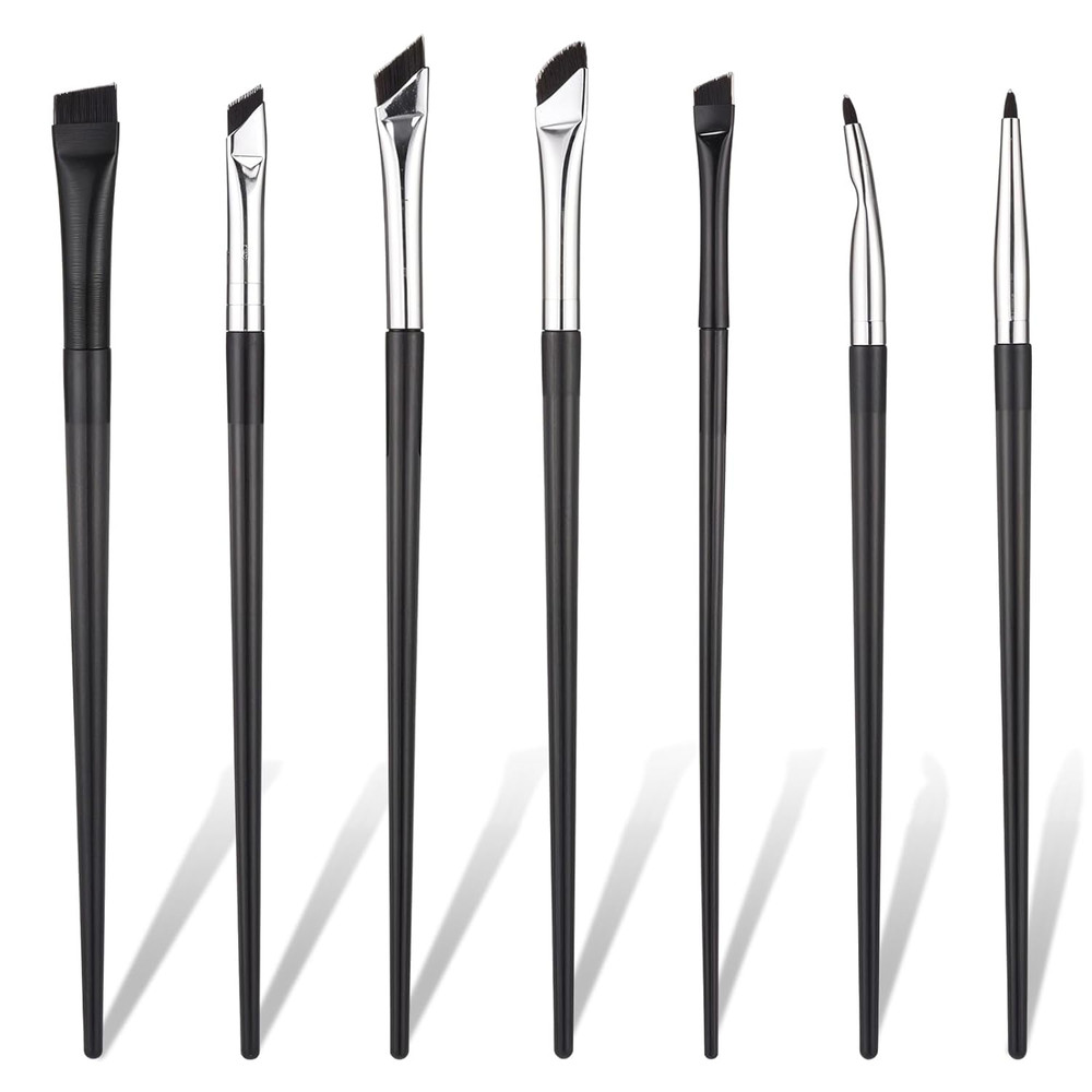7 Pcs Eyeliner Brushes Set, Ultra Thin Flat Angle Eye Makeup Brush Slanted Angle