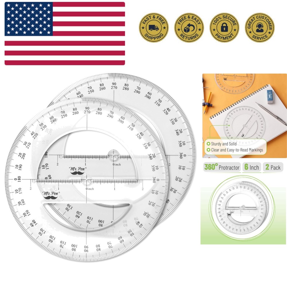 Protractor, Pack of 2, Protactor 360 Degree, Protractor Set, Protractor Ruler...