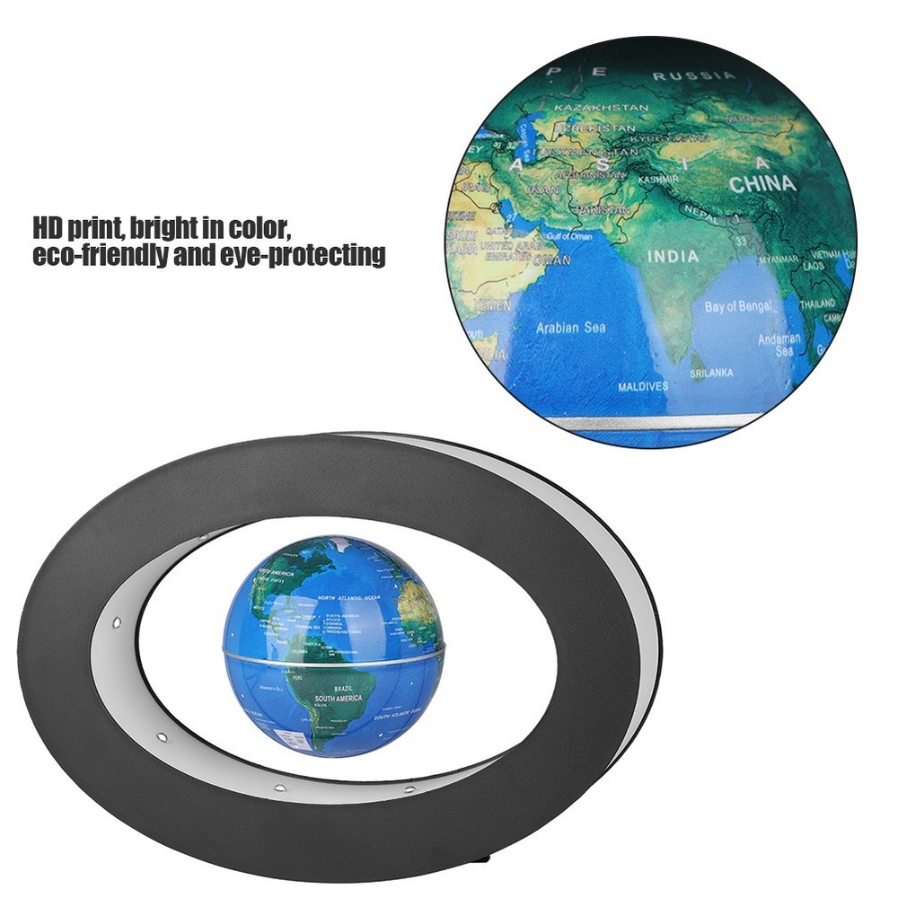 (Blue US Plug)Electronic Magnetic Levitation Floating Globe With LED Light
