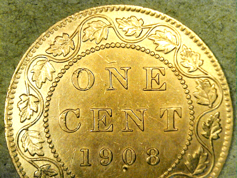 1908 Canada Large Cent Circ. BN Die-Crack Re-Punched Errors King Edward VII