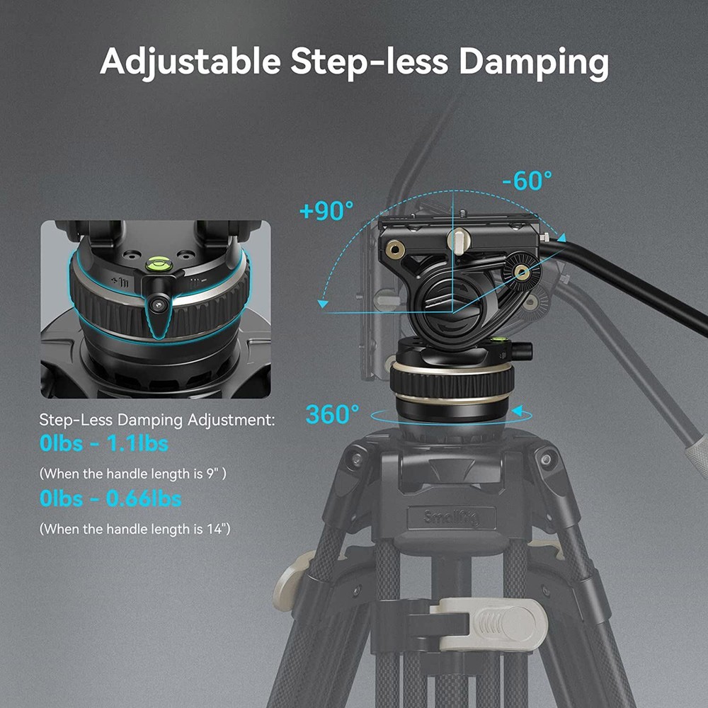 SmallRig Tripod Fluid Video Head w/Flat Base and Adjustable Handle Adjustable