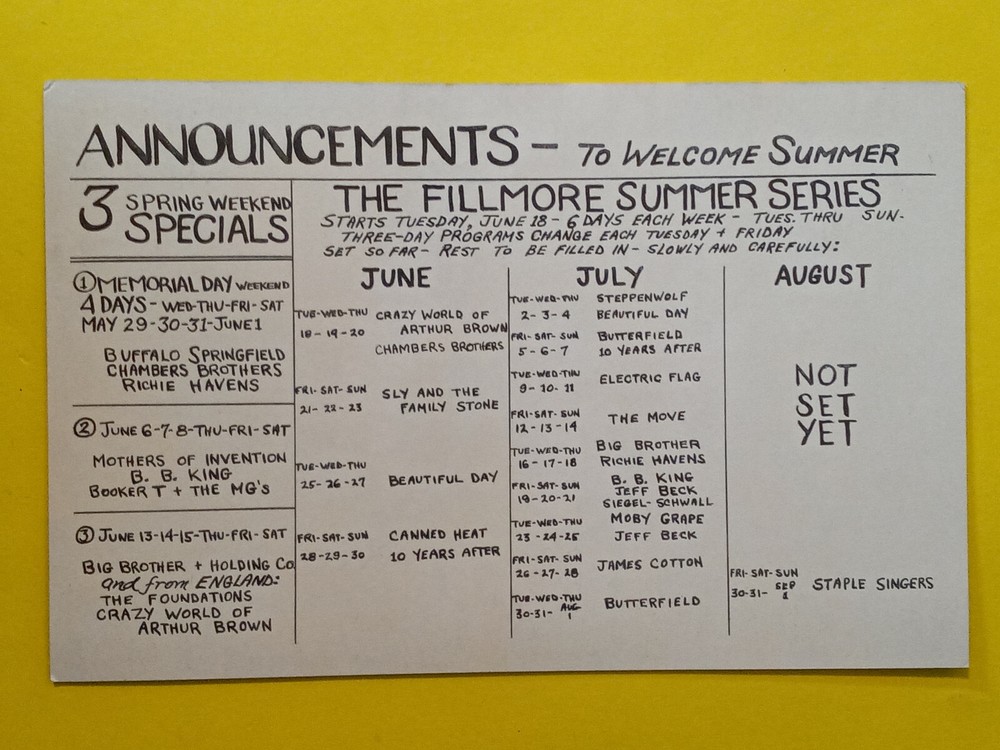 CountrY Joe & The FiSh ALbert CoLLinS BG120 BiLL Graham FiLLmore 1968 HandbiLL