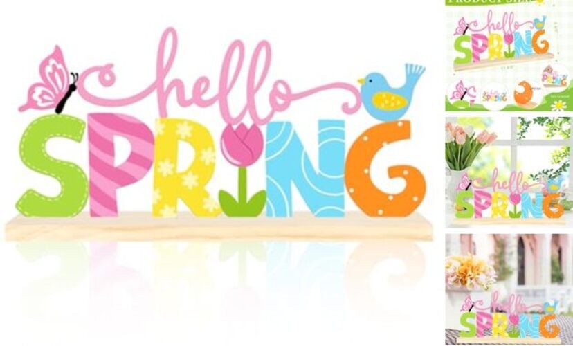 Metal Hello Spring Table Sign, Hello Spring Tabletop Decoration Hello.Spring