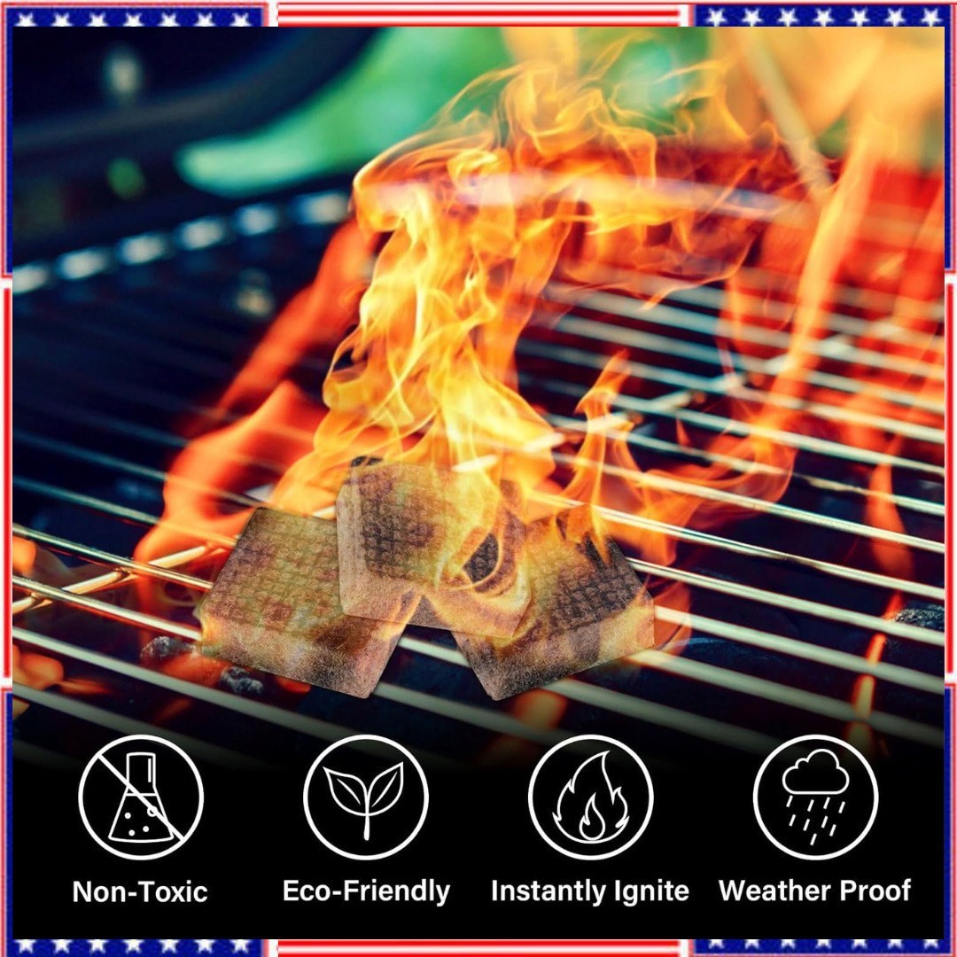 Fire Starter, Easy-Burning Fire Starter Squares for Wood Stoves, Campfires, Gril