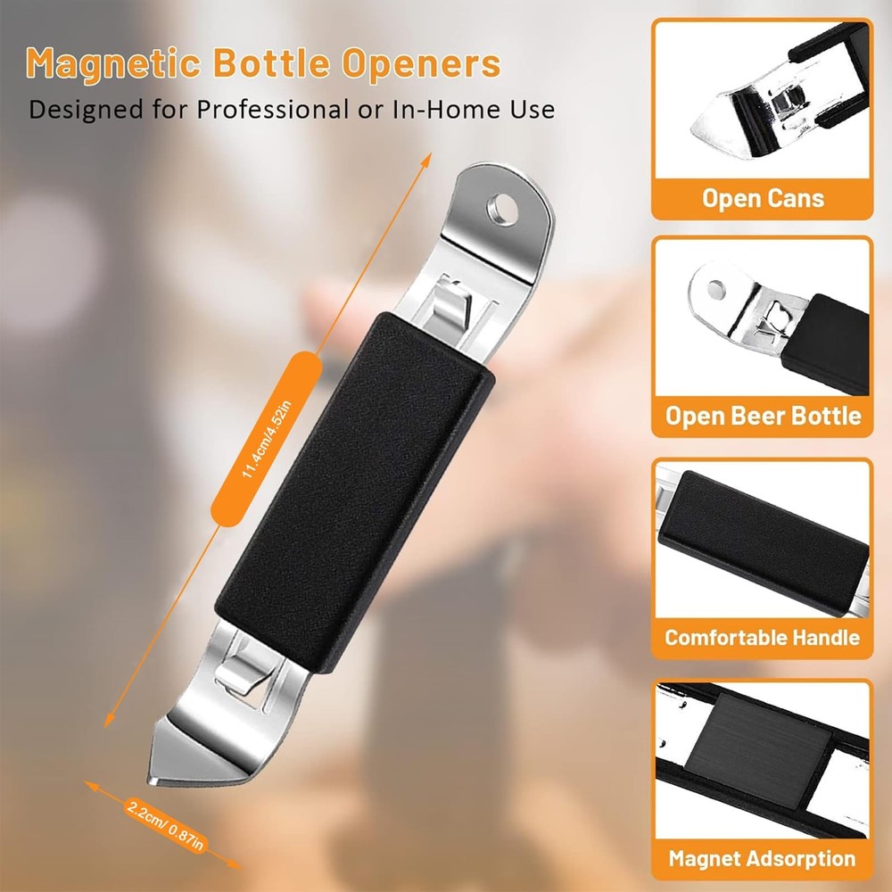 3 Pack Magnetic Bottle Openers Stainless Steel Flat Bottle Opener, Solid and Bee