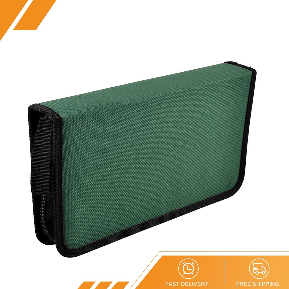 Zipper Closure Nylon Portable Disc Storage Organizer Container Holder Green