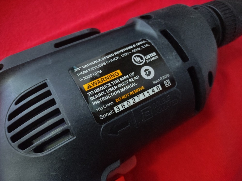 DRILL MASTER 3/8" VARIABLE SPEED REVERSIBLE CORDED DRILL