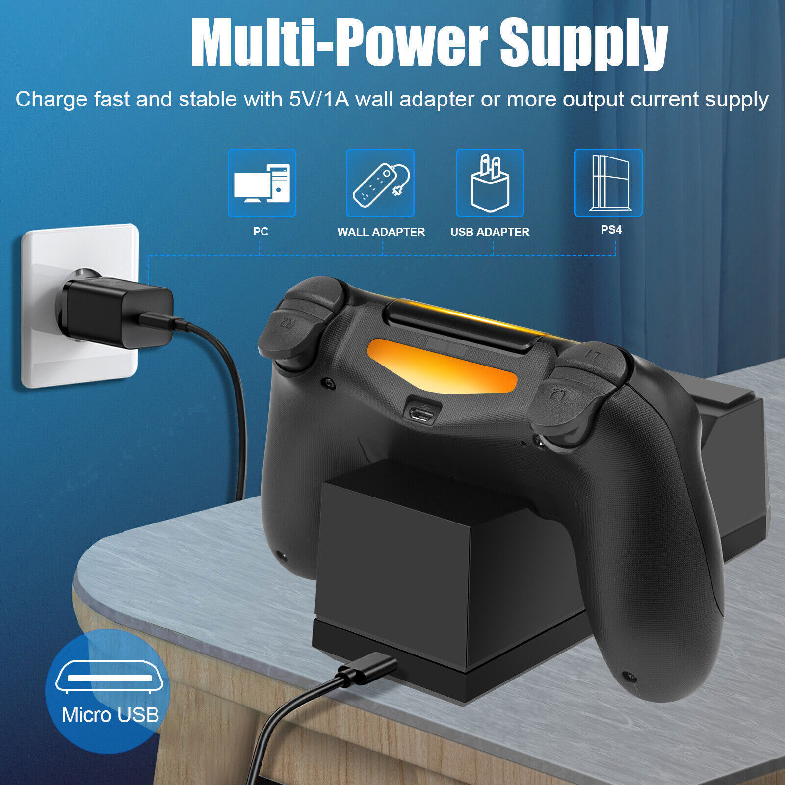 Fast Charger For PS4 Dualshock Playstation 4 Controller Charging Dock Station