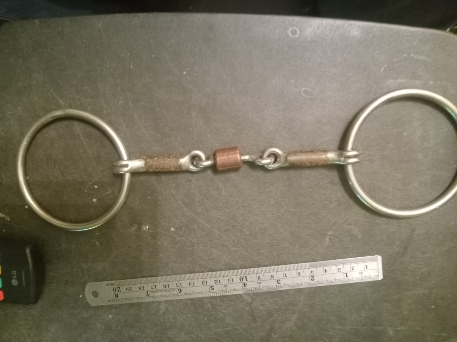 loose ring snaffle bit 5 3/4 in sweet iron dog bone mouth copper roller bitmaste