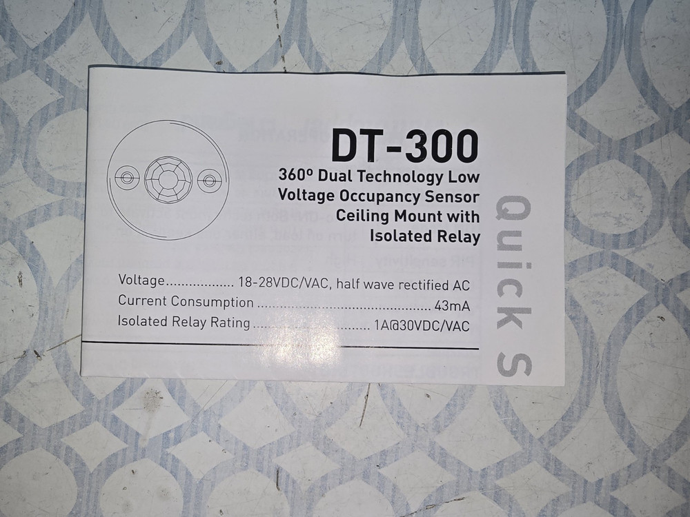 WattStopper DT-300 360 Deg Coverage Dual Technology Ceiling Occupancy Sensor