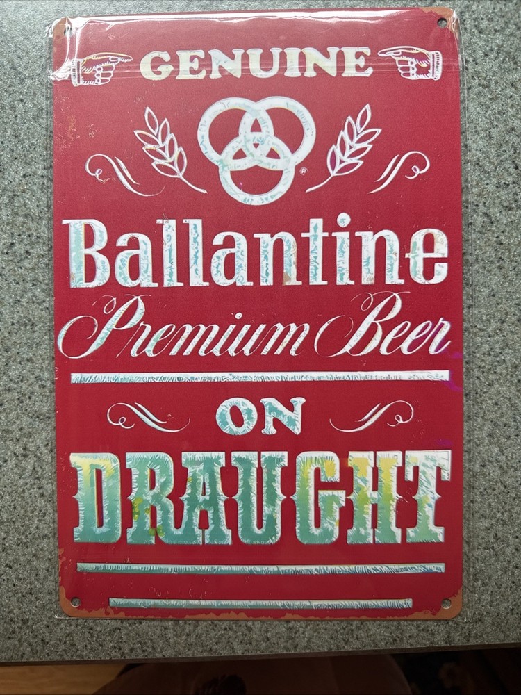 Genuine “Ballantine” Premium Beer On Draught 8”x12” Tin
