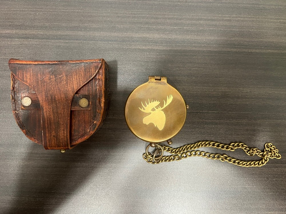 Bronze Compass with Leather Case