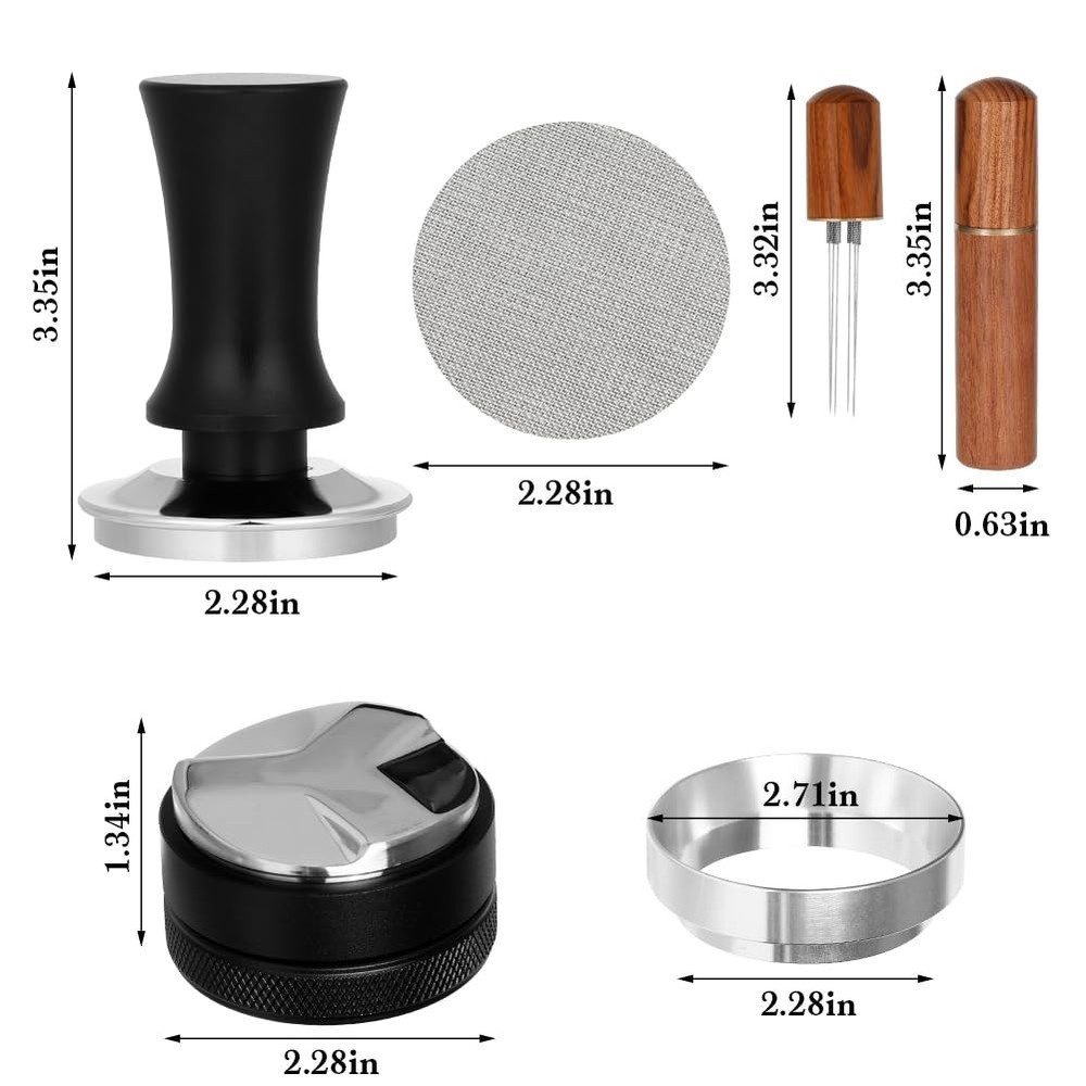 Adjustable Depth Espresso Tamper Set: 58mm Spring Loaded Espresso Distributor...