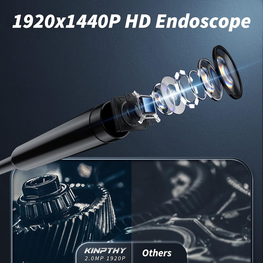 Endoscope Camera with Light, 1920P HD Borescope Tools with 8 Adjustable LED Ligh