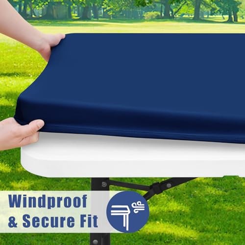 Spandex 6 Foot Rectangle Table Cloth, Elastic 72" x 30" (Rectangular) Navy