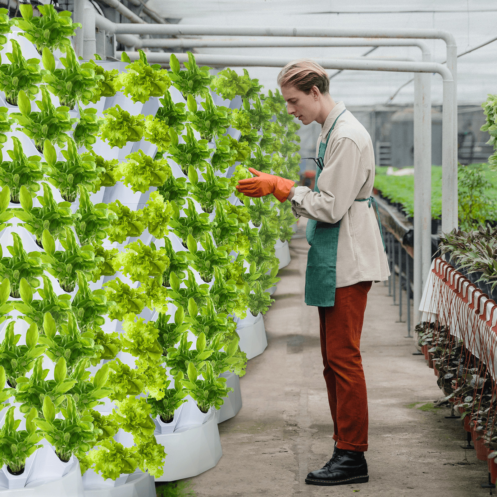 Vertical 80 Pots Hydroponics Tower Set Hydroponic Growing System Indoor&Outdoor