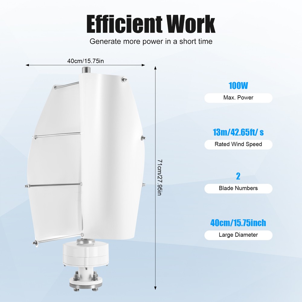 100W Vertical Axis Wind Turbine with Helical Design and Controller
