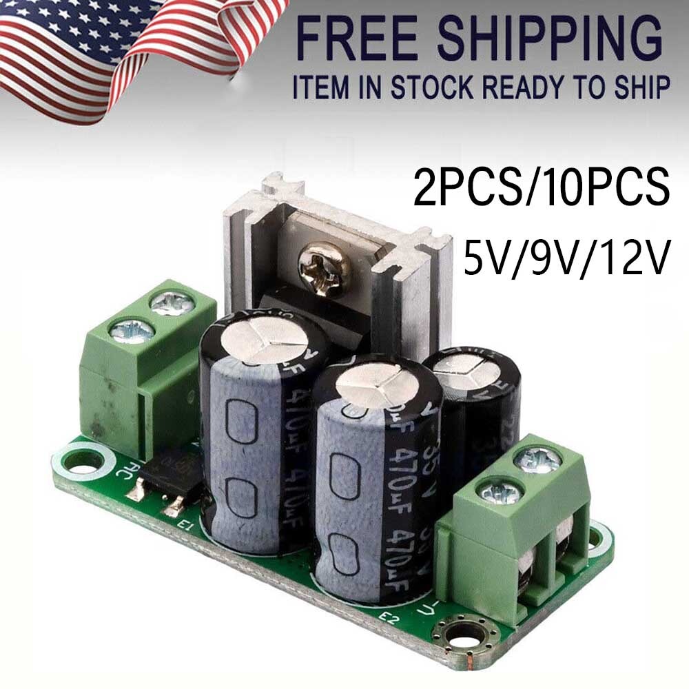 2/10Packs 5/9/12V Regulated Rectifier Filter Single Power Supply Board Module US