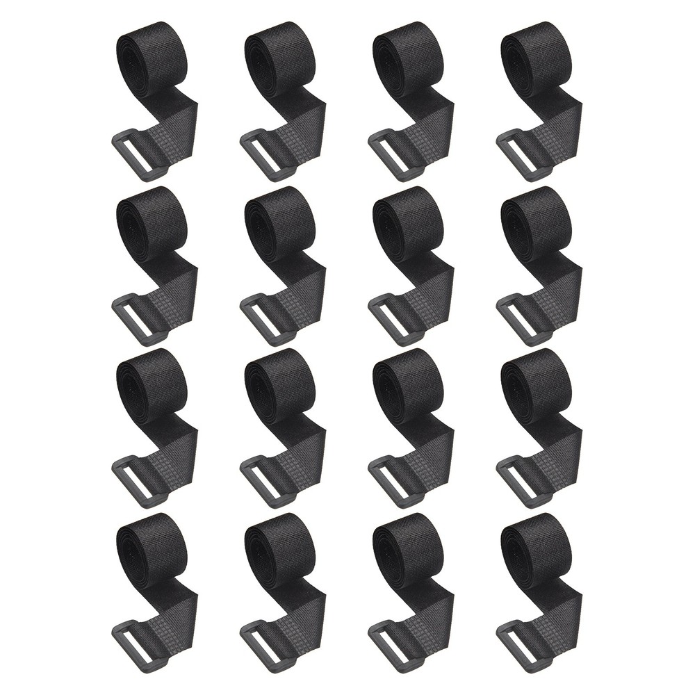 16pcs Reusable Cinch Straps 0.8"x15.7" Hook and Loop Cable Securing Strap, Black