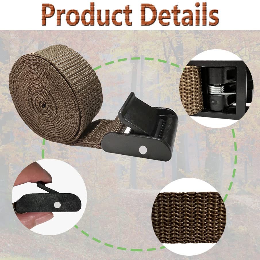 4 Pack Trail & Game Camera Mount Tree Straps with Snap, 185cm, Green