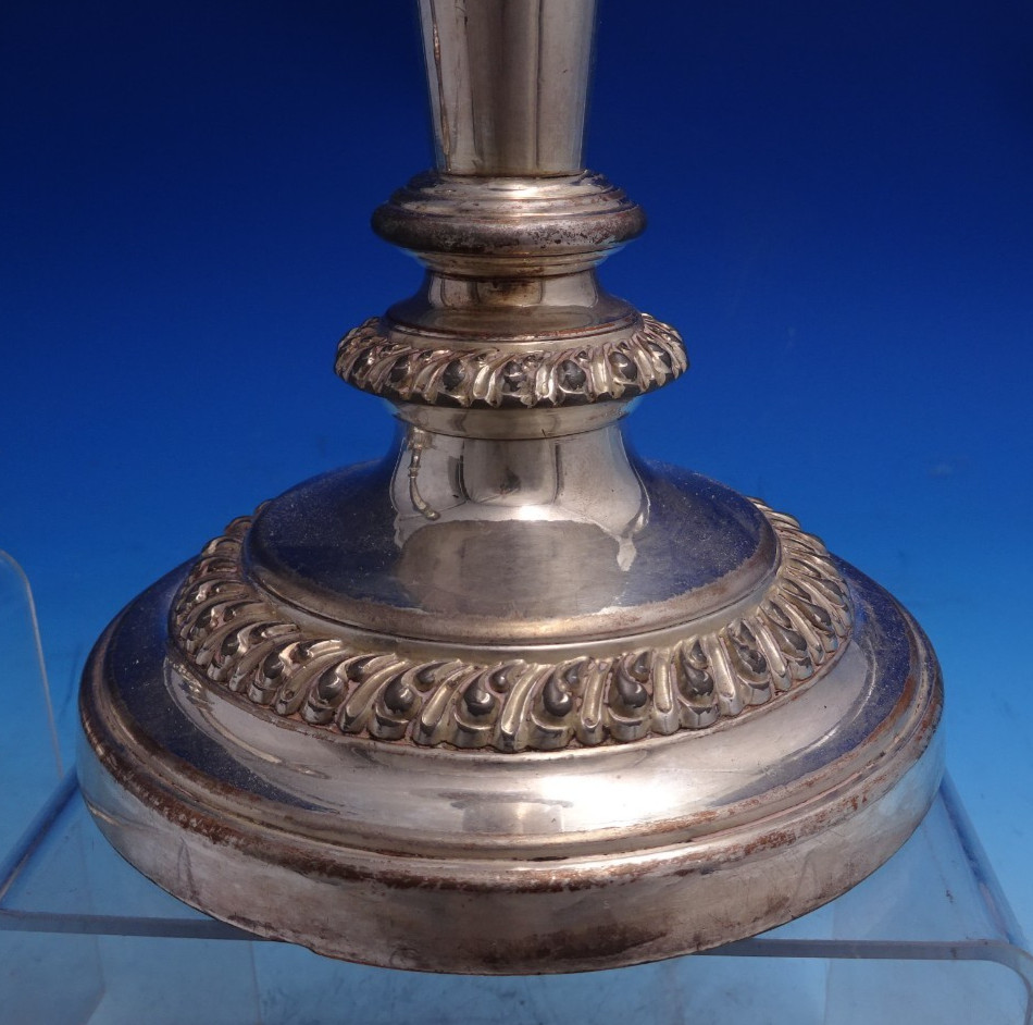 English Sheffield Silver on Copper Candlestick Pair 10 1/2" x 4 5/8" (#8554)