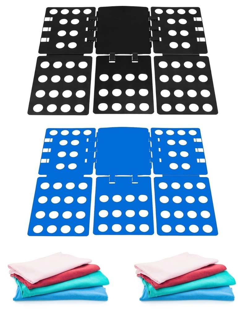 QWORK PP Composite Folding Board, 2 Pack Folding Clothes Board - Black + Blue...