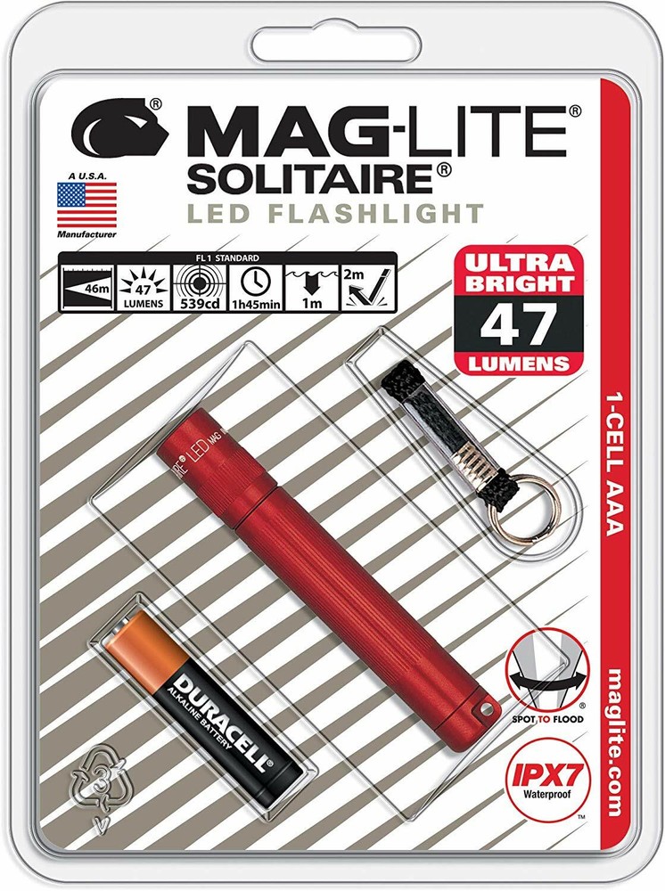 NEW Maglite LED Solitaire Red 1 cell AAA Flashlight