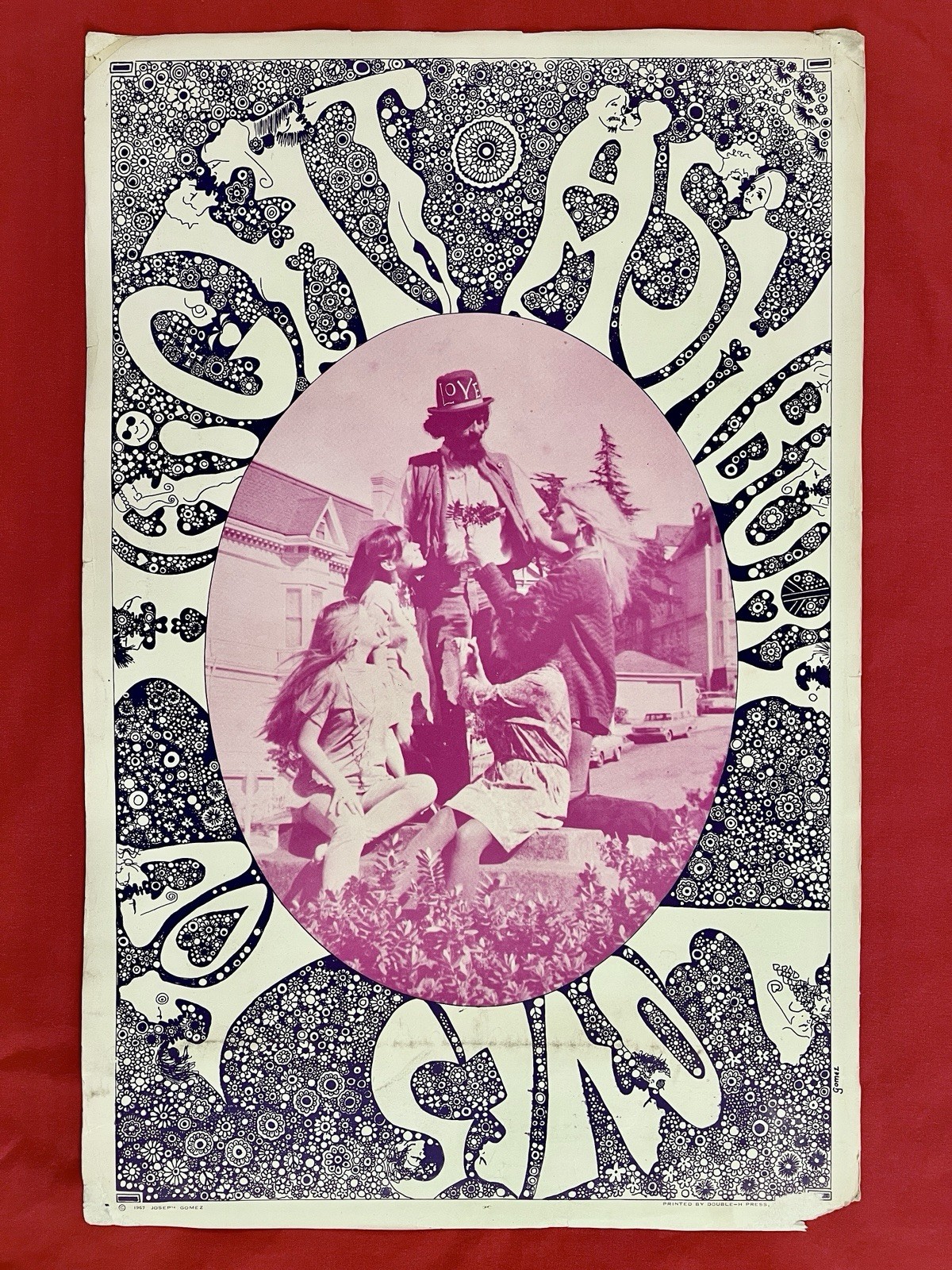Original 1967 Haight Ashbury Loves You POSTER Vintage JOSEPH GOMEZ 1960 DOUBLE H
