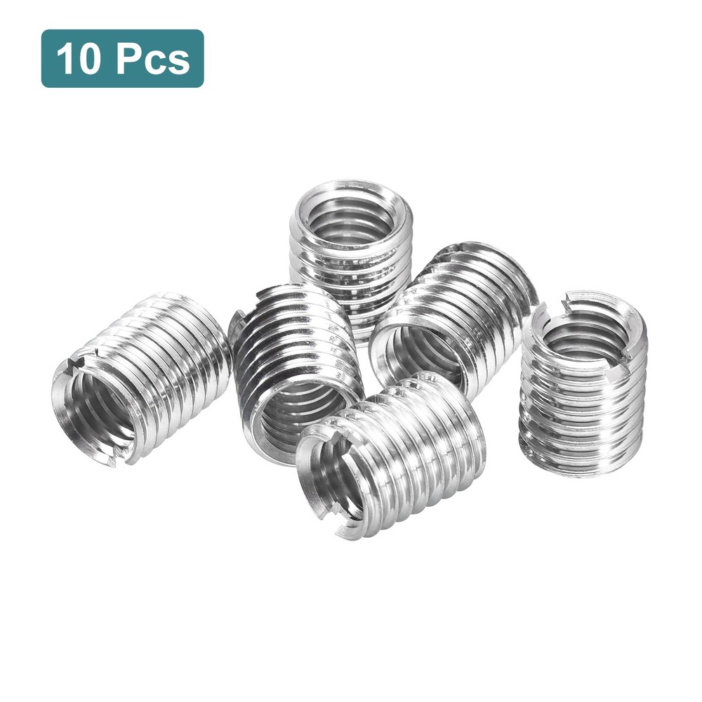 10Pcs Threaded Inserts, M8-1.25x12 & M10-1.5x12 Thread Repair Insert