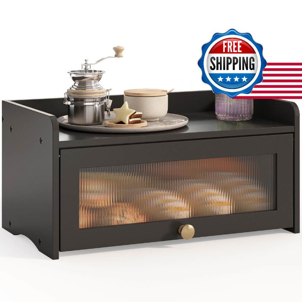 JANSNIMEN Bread Box for Kitchen Countertop, Large Bread Container Storage, Woode