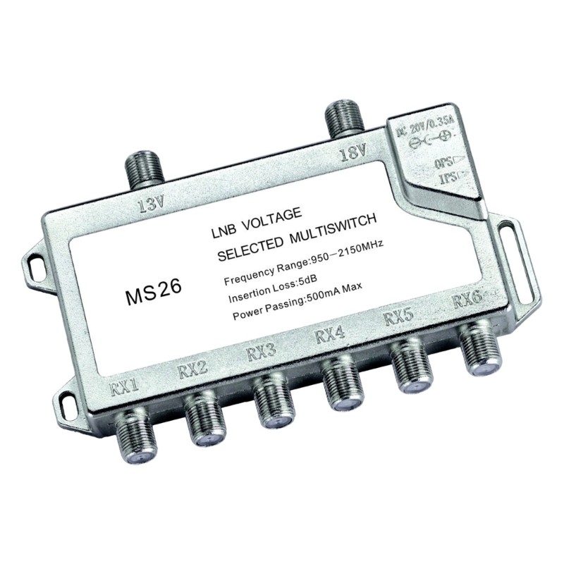 Alloy 2 Input 6 Output Satellite Signal Switcher For Multiple Receiver Systems