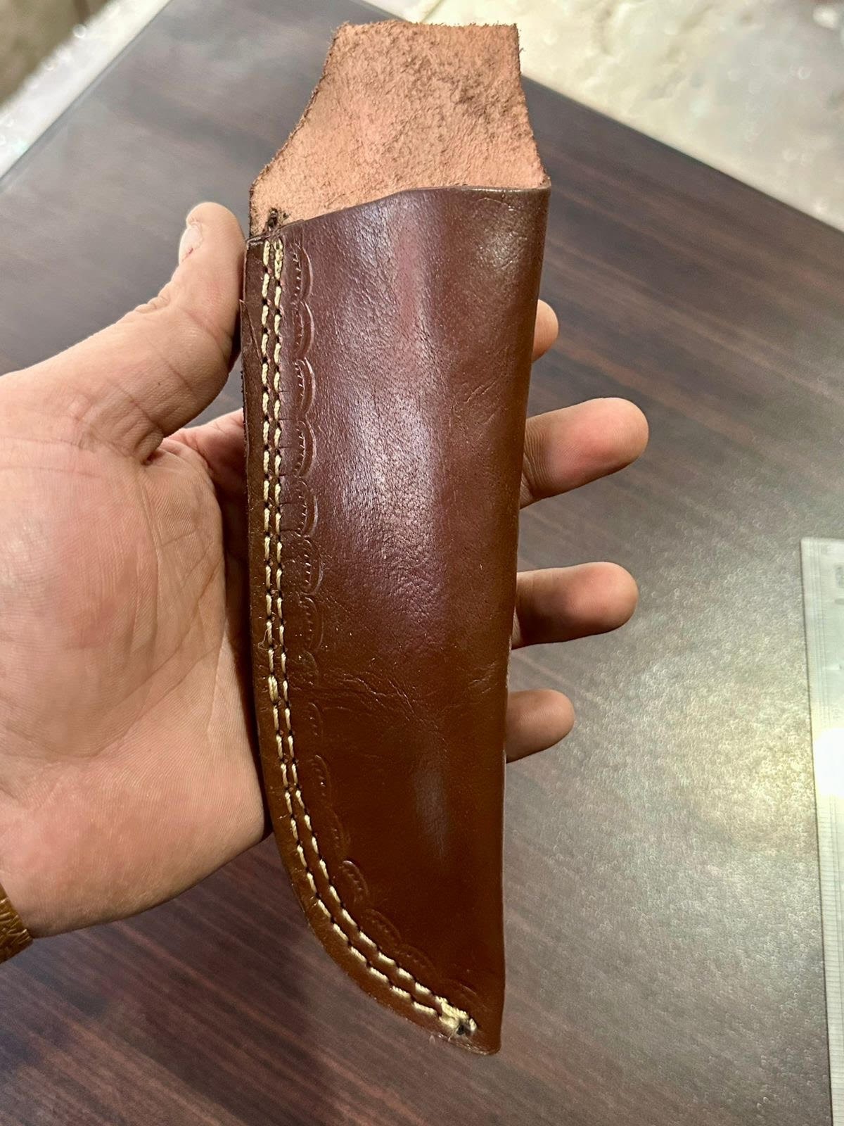 CUSTOM HANDMADE PURE COW LEATHER SHEATH FOR FIXED BLADE KNIFE 8" to 10" BLADE